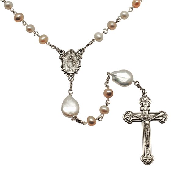 DELUXE FRESHWATER PEARL STERLING SILVER ROSARY