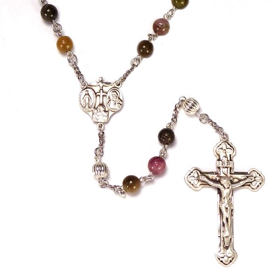 STERLING SILVER TOURMALINE DELUXE ROSARY