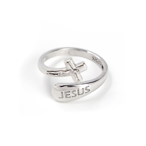 STERLING SILVER WRAP RING - CRUCIFIX WITH JESUS