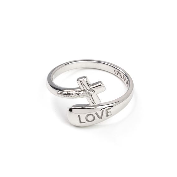STERLING SILVER WRAP RING - CRUCIFIX WITH LOVE