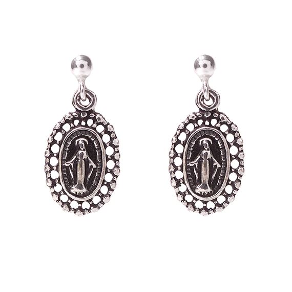 STERLING SILVER - MIRACULOUS MEDAL EARRINGS