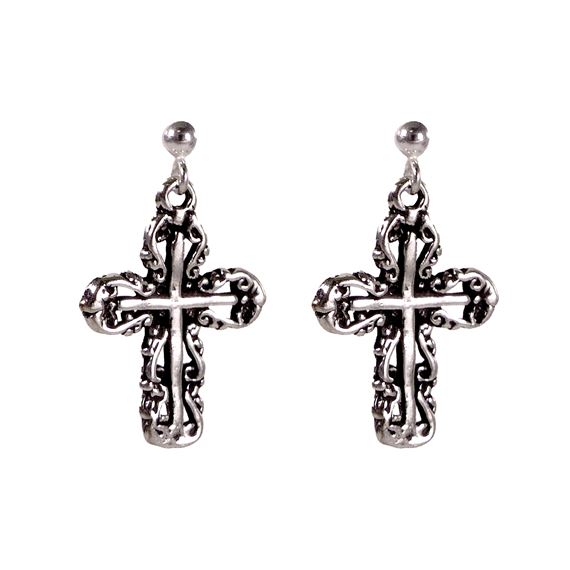FILIGREE CROSS - STERLING SILVER EARRINGS