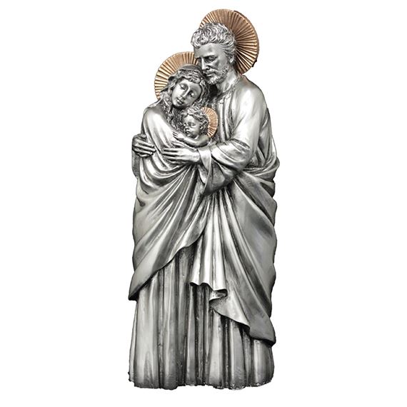 STANDING HOLY FAMILY STATUE - PEWTER STYLE FINISH