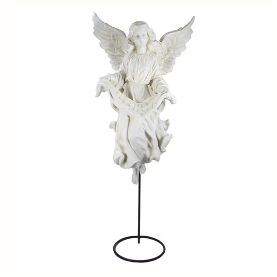 WHITE OUTDOOR NATIVITY - ANGEL & STAND