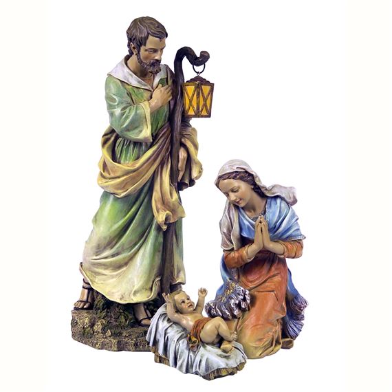 PAINTED NATIVITY -  HOLY FAMILY 3 -PIECE SET (27" SCALE)