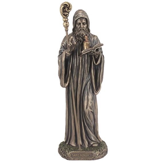 ST. BENEDICT COLD-CAST BRONZE STATUE