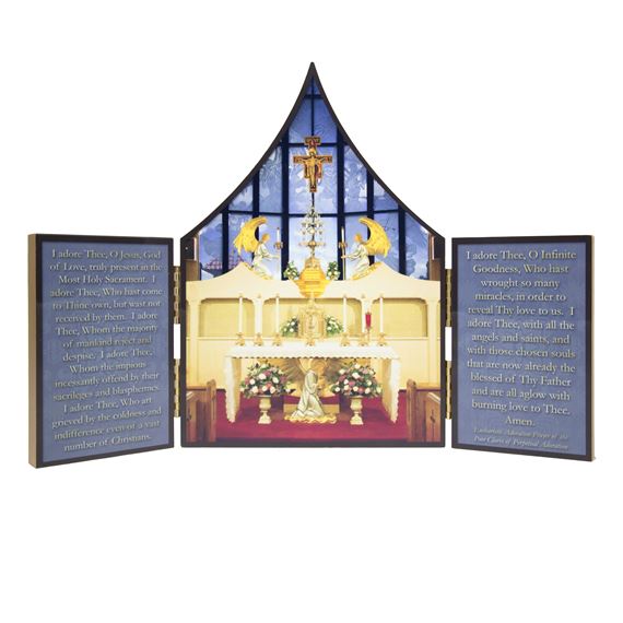 OUR LADY OF THE ANGELS CHAPEL TRIPTYCH - 13 3/4" X 10"