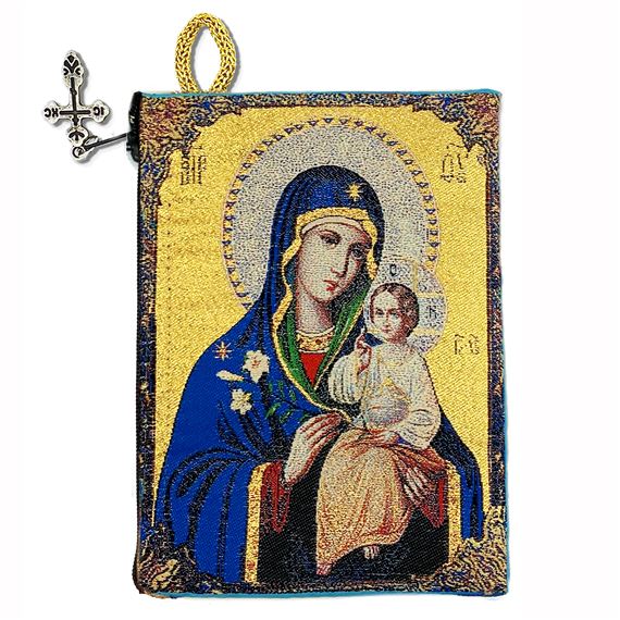 MARY THE ETERNAL BLOOM - ICON TAPESTRY ROSARY POUCH