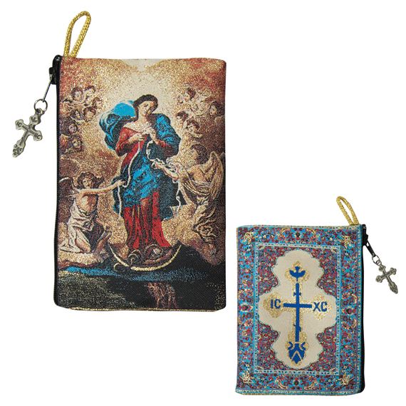 OUR LADY UNDOER OF KNOTS - TAPESTRY ROSARY POUCH