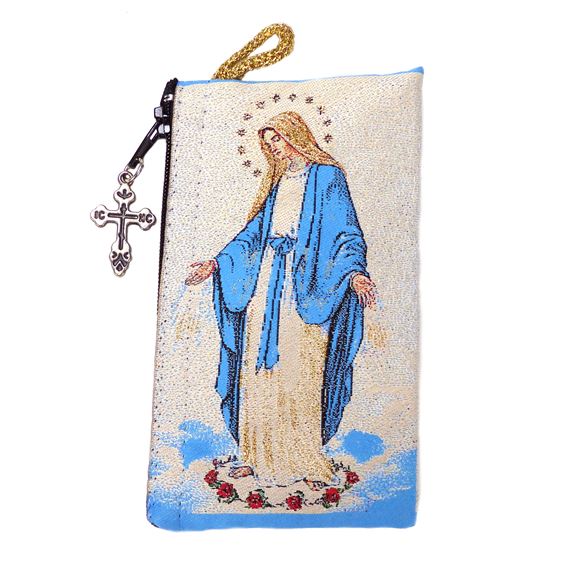 OUR LADY OF GRACE TAPESTRY ROSARY POUCH - 3" x 5"