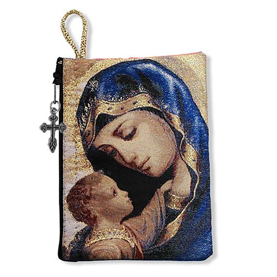 MADONNA AND CHILD ICON - TAPESTRY ROSARY POUCH