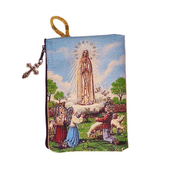 OUR LADY OF FATIMA TAPESTRY - ROSARY POUCH