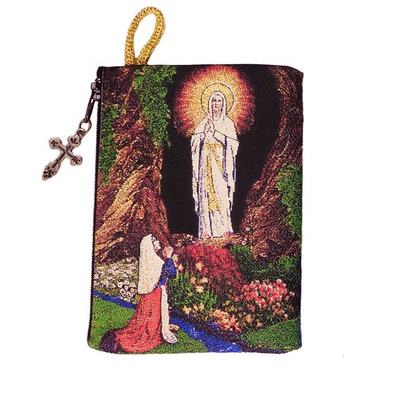 OUR LADY OF LOURDES - TAPESTRY ROSARY POUCH