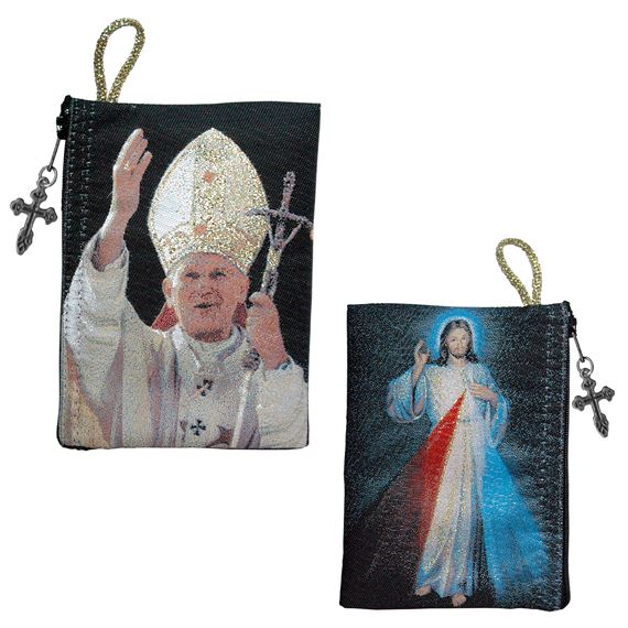 DIVINE MERCY & ST. JOHN PAUL II - ROSARY POUCH