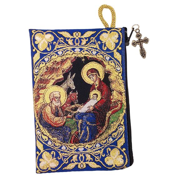 NATIVITY OF CHRIST BYZANTINE ICON - TAPESTRY ROSARY POUCH