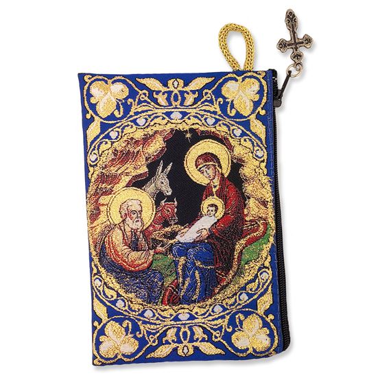 NATIVITY OF CHRIST BYZANTINE ICON - TAPESTRY ROSARY POUCH