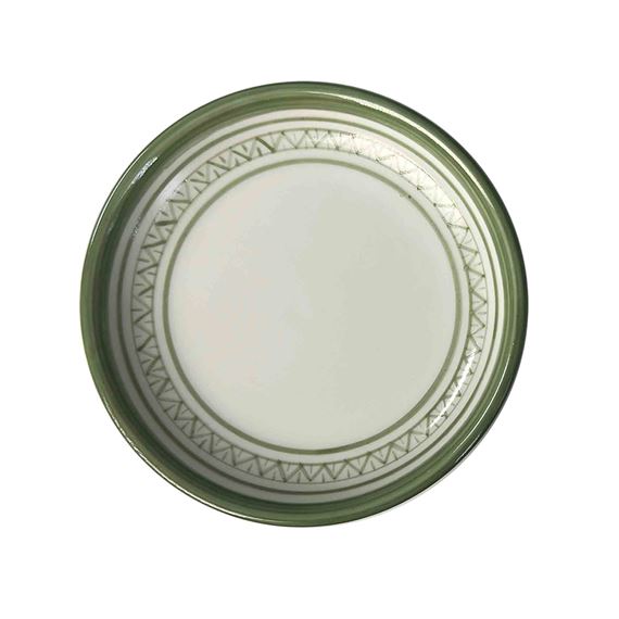 HANDPAINTED TEA LIGHT/VOTIVE CANDLE PLATE (BY MONASTERY OF BETHLEHEM) - SAGE GREEN