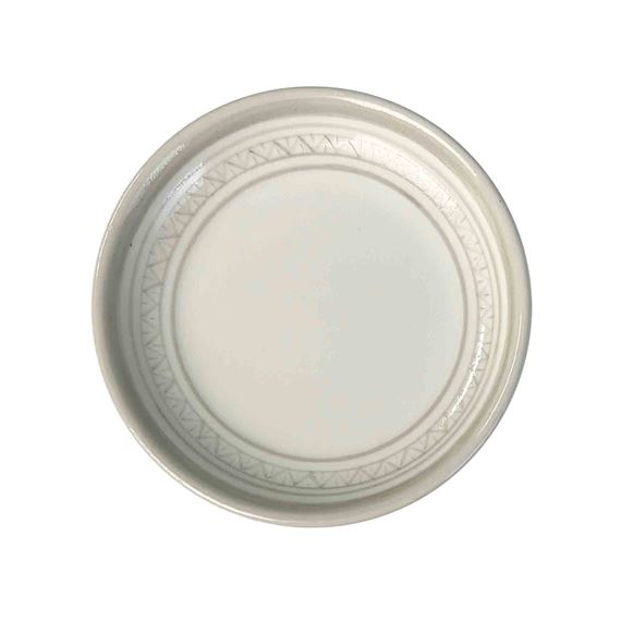 HANDPAINTED TEA LIGHT/VOTIVE CANDLE PLATE (BY MONASTERY OF BETHLEHEM) - SILVER GREY