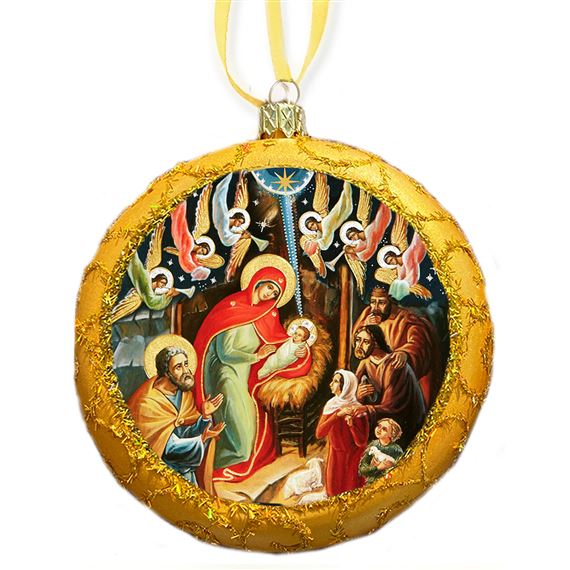 NATIVITY GOLD UKRAINIAN ICON ORNAMENT
