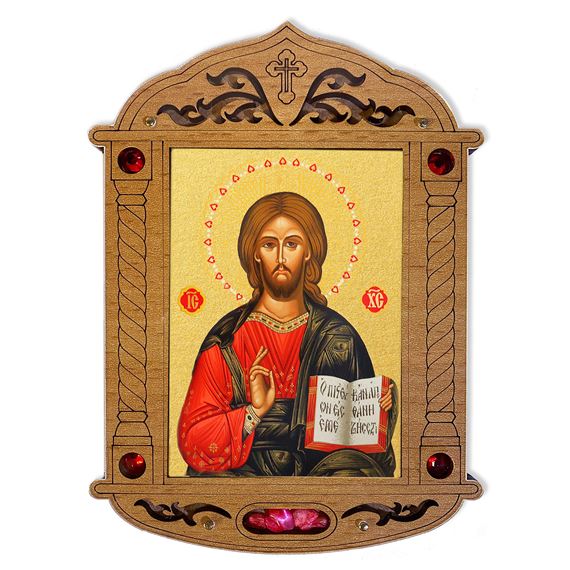 CHRIST THE TEACHER MINI WOODEN UKRAINIAN ICON WITH INCENSE