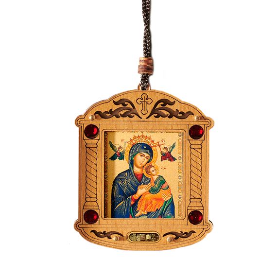 OUR LADY OF PERPETUAL HELP MINI WOODEN UKRAINIAN ICON WITH INCENSE