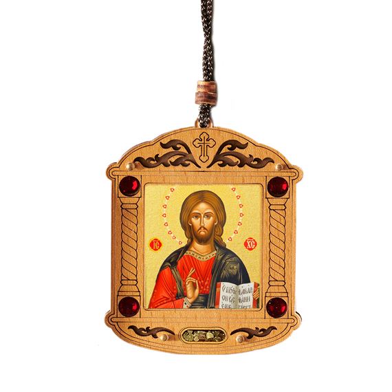 CHRIST THE PANTOCRATOR MINI WOODEN UKRAINIAN ICON WITH INCENSE