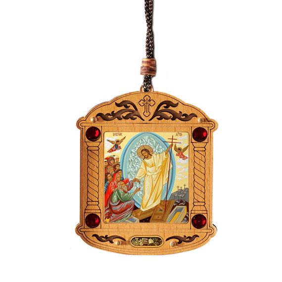 RESURRECTION MINI WOODEN UKRAINIAN ICON WITH INCENSE