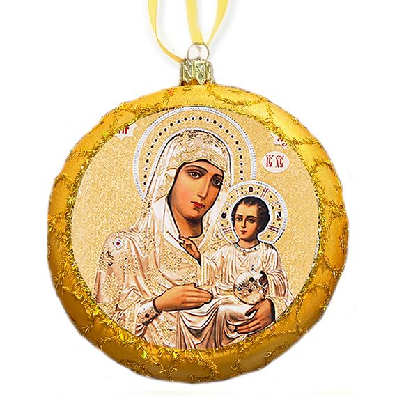 VIRGIN OF JERUSALEM GOLD ICON ORNAMENT