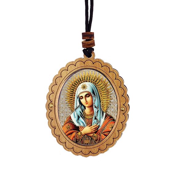 VIRGIN OF EXTREME HUMILITY ICON AUTO PENDANT