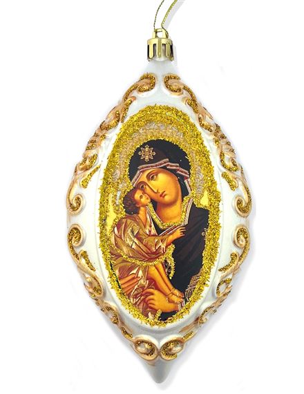 VIRGIN OF THE DON - WHITE OVAL ORNAMENT
