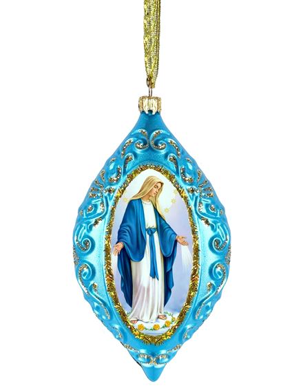 OUR LADY OF GRACE - BLUE OVAL ORNAMENT