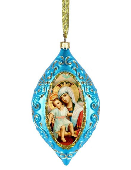 MADONNA & CHILD - BLUE OVAL ORNAMENT