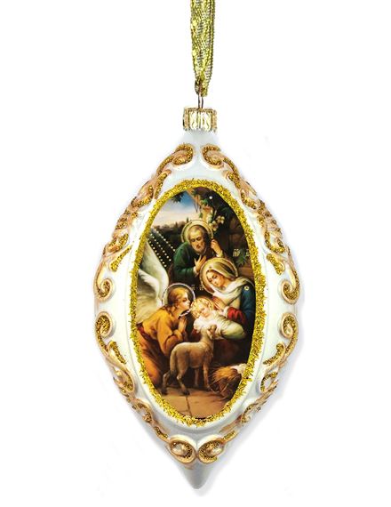 NATIVITY - WHITE OVAL ORNAMENT