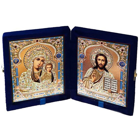 VIRGIN OF KAZAN AND CHRIST THE TEACHER DIPTYCH - 8"