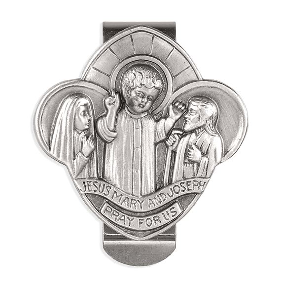 HOLY FAMILY PEWTER VISOR CLIP