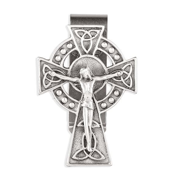 CELTIC CRUCIFIX PEWTER VISOR CLIP