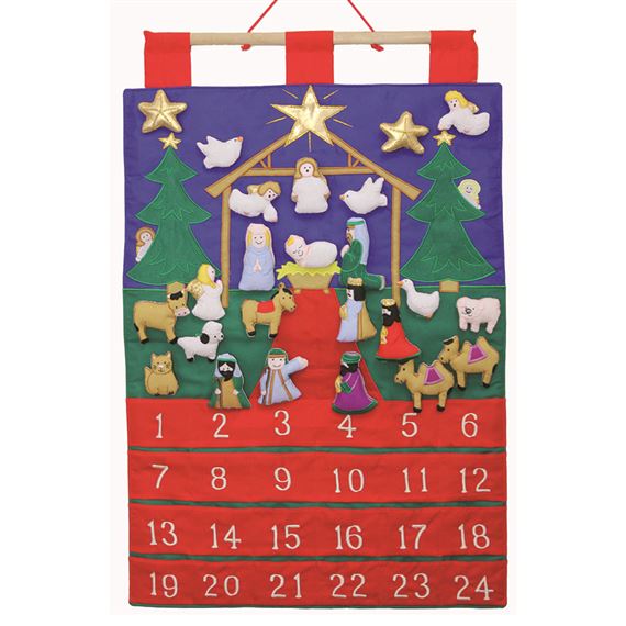 TIDINGS OF JOY FABRIC ADVENT CALENDAR - 16" x 25"
