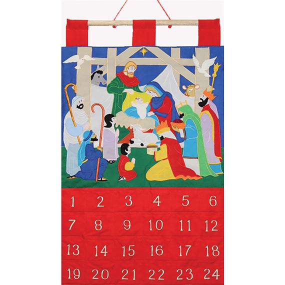 ALLELUIA FABRIC ADVENT CALENDAR (FILL YOUR OWN POCKETS) - 16" x 25"
