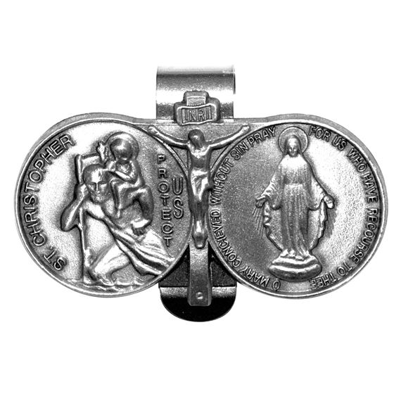 ST. CHRISTOPHER / MIRACULOUS MEDAL VISOR CLIP