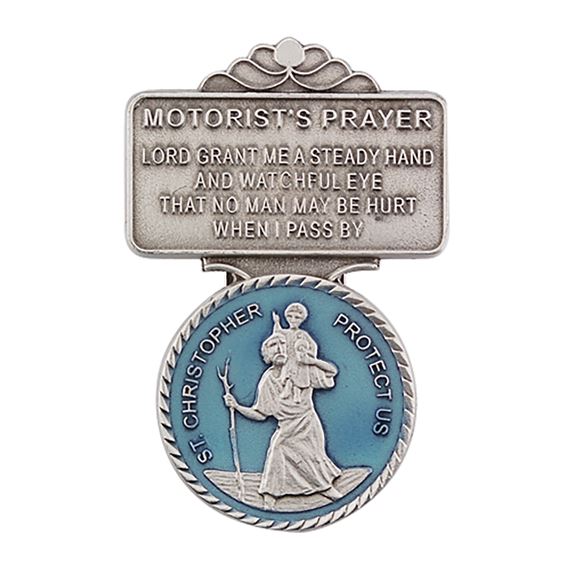 ST. CHRISTOPHER VISOR CLIP BLUE ENAMEL