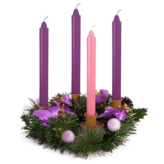 PURPLE RIBBON ADVENT WREATH - WITH CANDLES