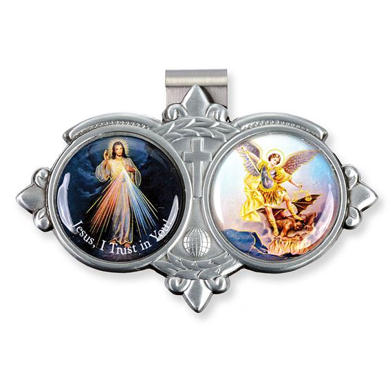 ST. MICHAEL & DIVINE MERCY VISOR CLIP