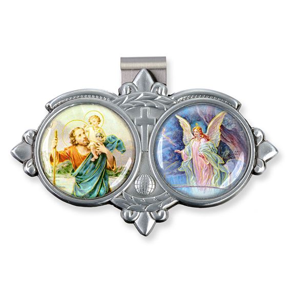 ST. CHRISTOPHER & GUARDIAN ANGEL VISOR CLIP