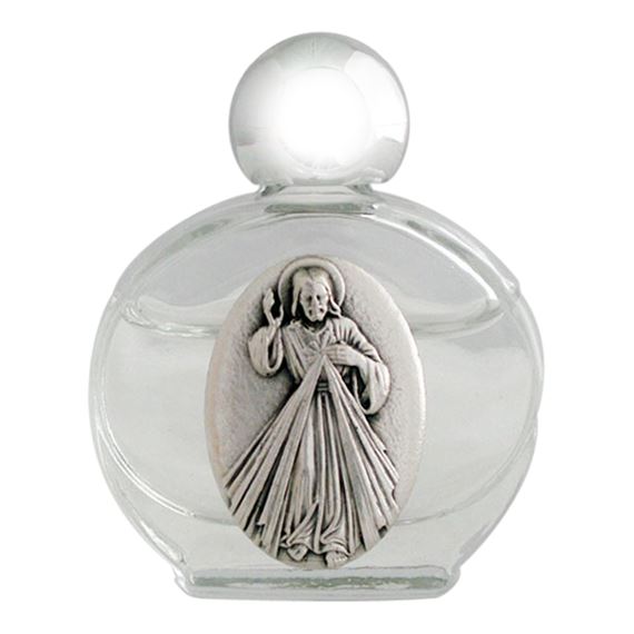 GLASS HOLY WATER BOTTLE - DIVINE MERCY