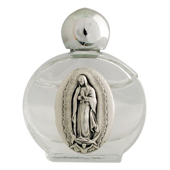 GLASS HOLY WATER BOTTLE - OUR LADY OF GUADALUPE
