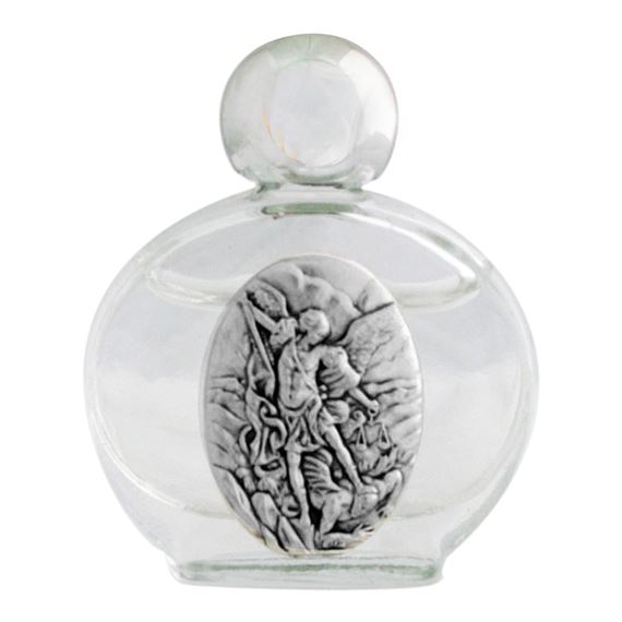 GLASS HOLY WATER BOTTLE - ST. MICHAEL