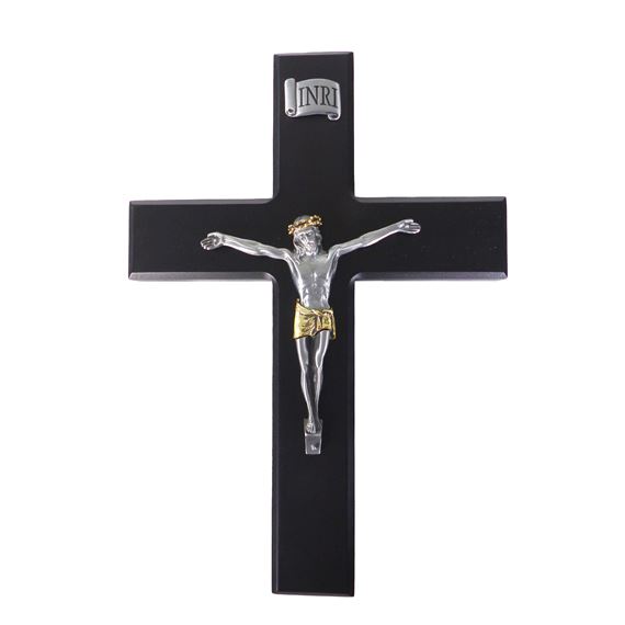 BLACK CRUCIFIX WITH 2-TONE CORPUS - 10"