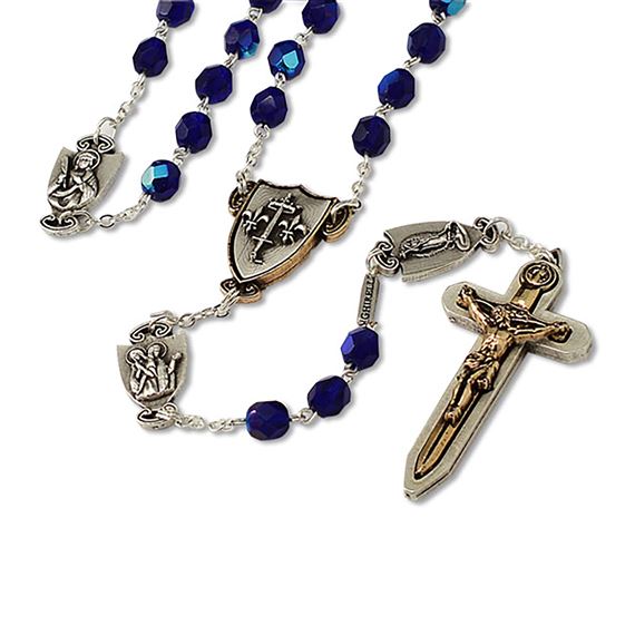 BLUE BOHEMIAN GLASS FEMALE WARRIOR ROSARY