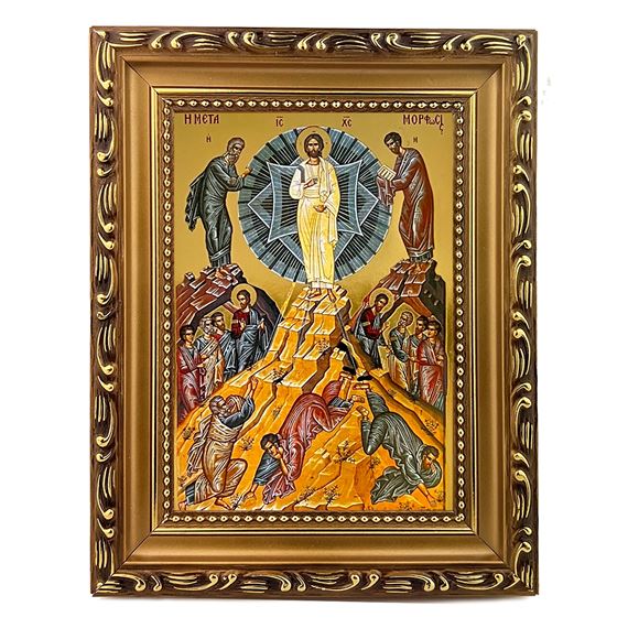 TRANSFIGURATION - FRAMED GREEK ICON 5 ¾” x 7 ¼"