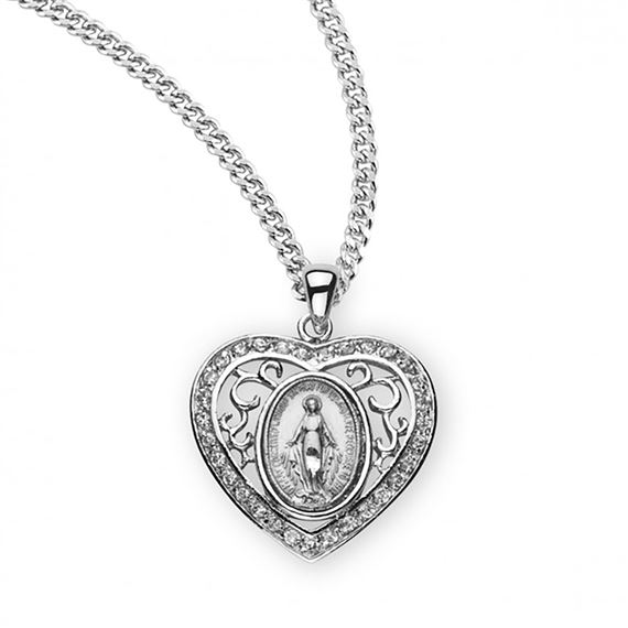 HEART SHAPED MIRACULOUS MEDAL PENDANT